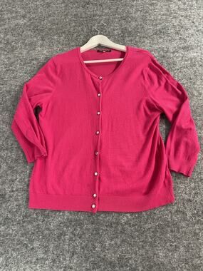 Cable & Gauge Sweater Women Large Cardigan Pink Pullover Rayon N334
